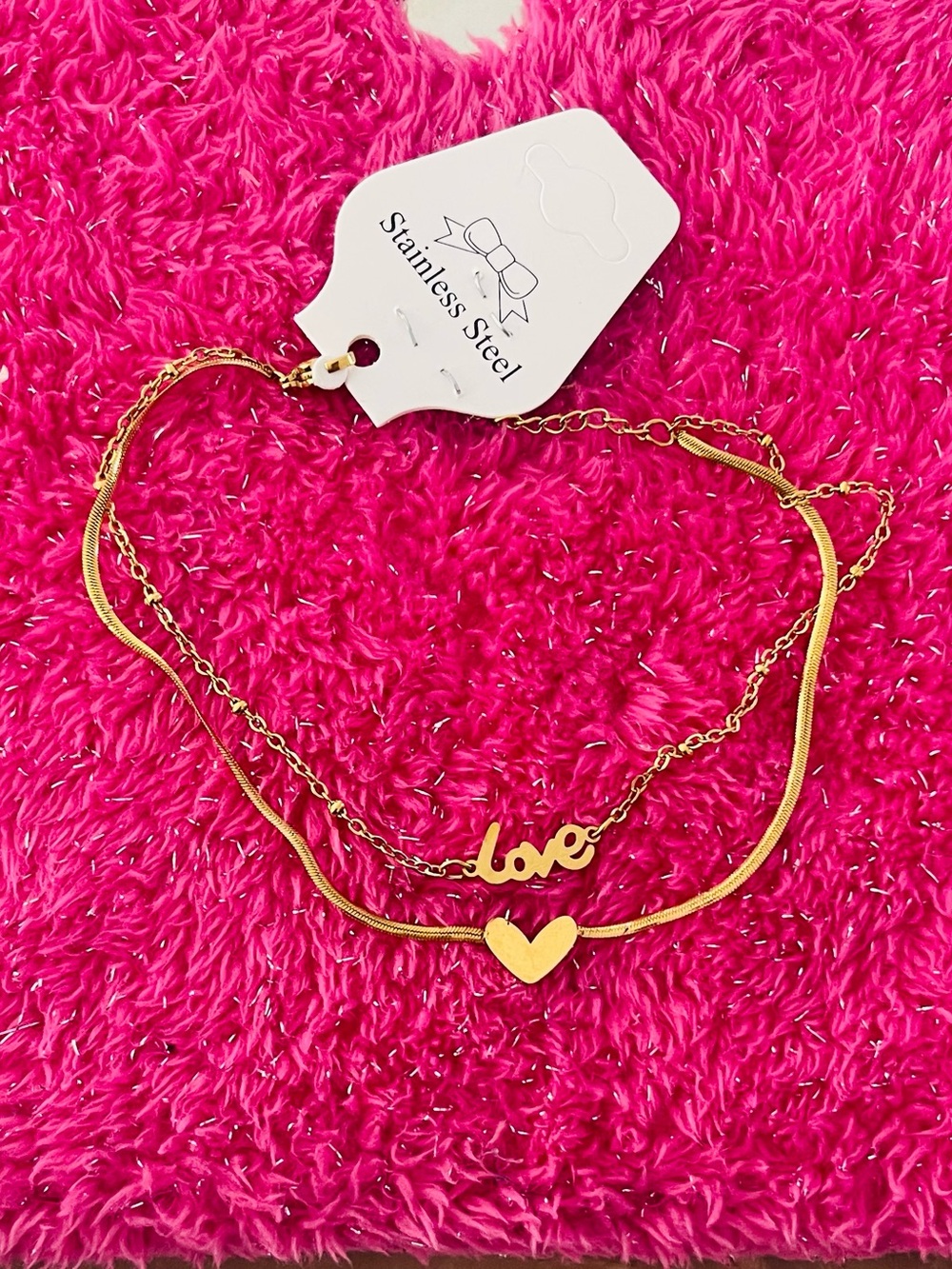 Love Bracelet Gold Heart Script Chain - Women Jewelry